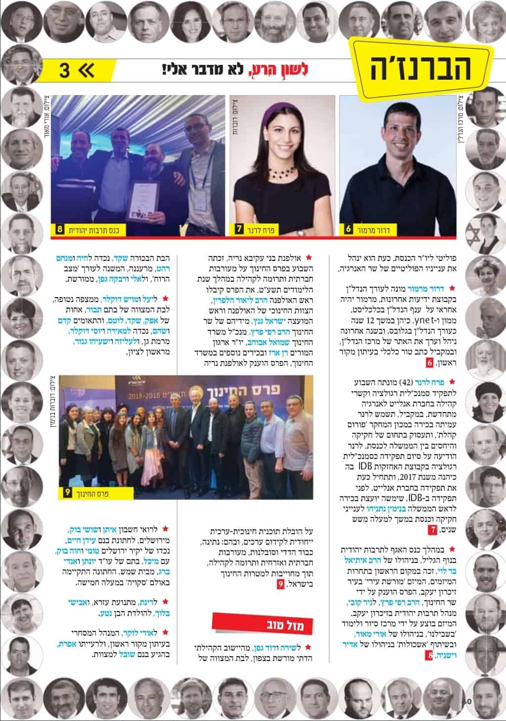 פרס שר החינוך לשנת תש"פ על פרויקט סיורים לקהל הרחב בזכרון יעקב-מצב הרוח